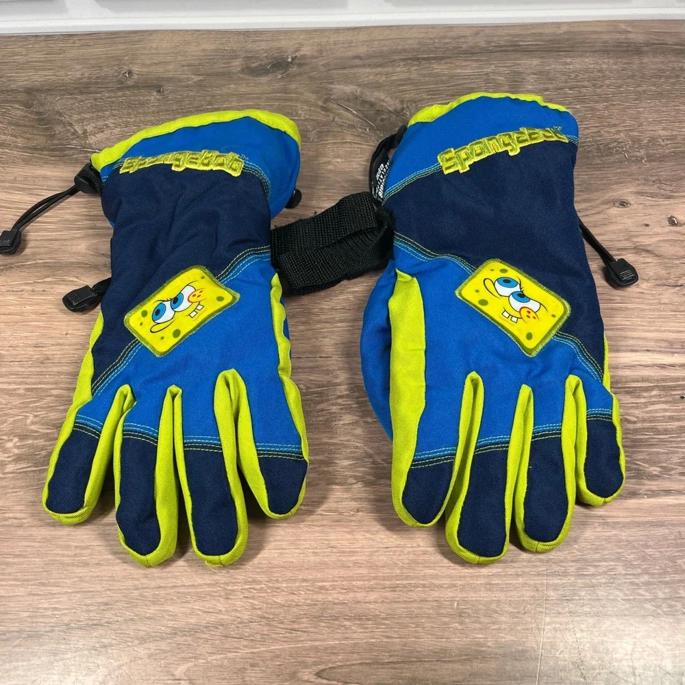VTG 2005 Nickelodeon SpongeBob SquarePants Thinsulate Winter Gloves Boys Blue L